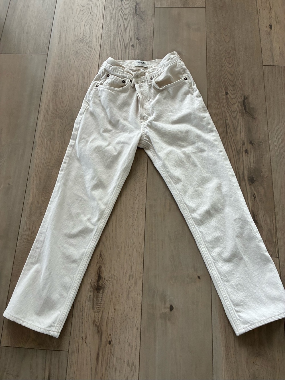 AGOLDE White High-Waist Straight Leg Jeans